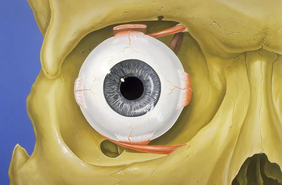 A labelled diagram of the human eye showing the pupil