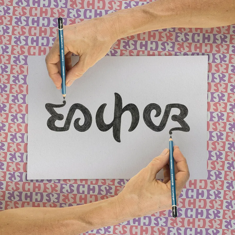 A pencil writing words neatly in a lined notebook