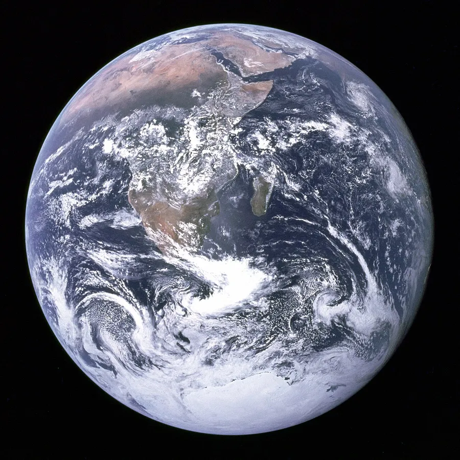 Planet Earth seen from space showing land and oceans