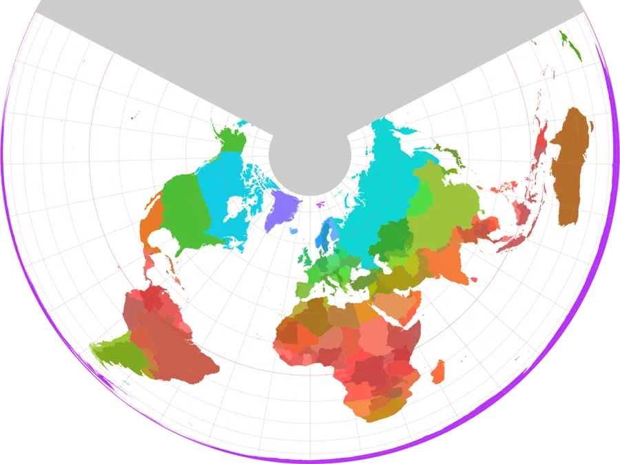 A political world map showing countries divided by borders
