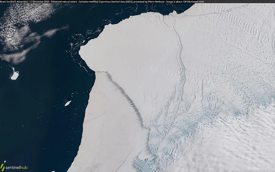 The cold, icy landscape of Antarctica, the world's largest desert