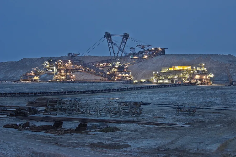 A large open-pit mine where coal is dug from the ground