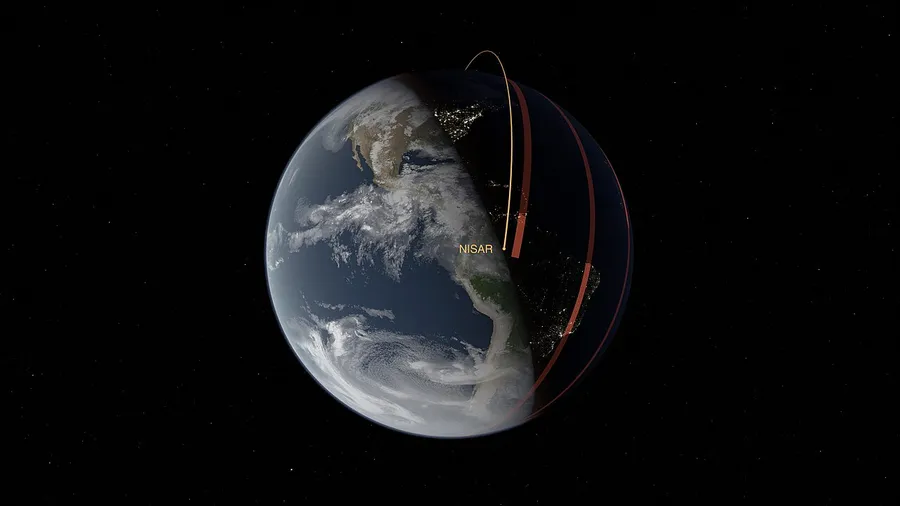 A satellite orbiting high above Earth to map the planet