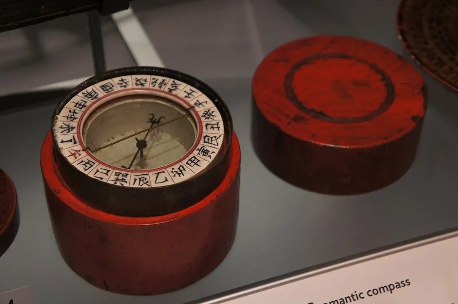 A model of an early Chinese compass used to find direction