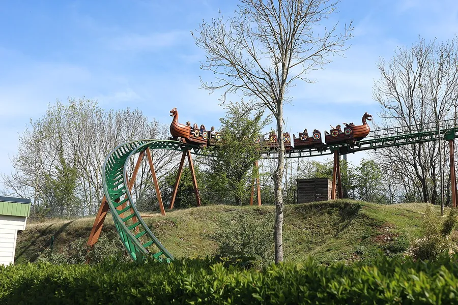 The carved wooden dragon head at the front of a Viking longship