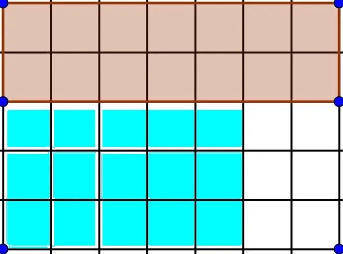 A fraction bar split into ten parts with half shaded to match a decimal