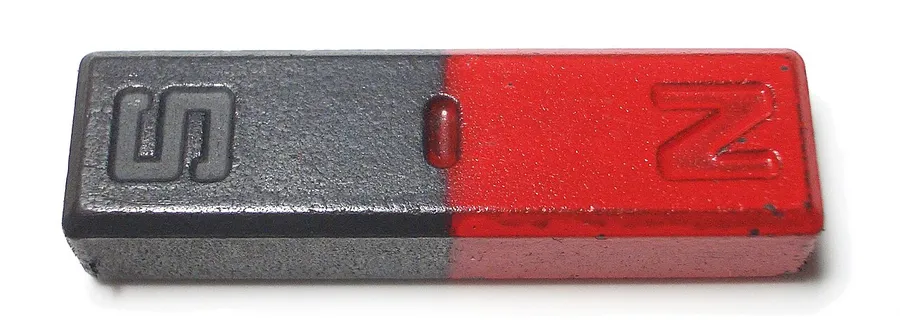 Two labelled bar magnets showing their north and south poles