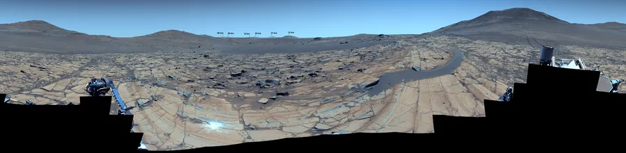 The rocky red surface of Mars, one of the rocky inner planets
