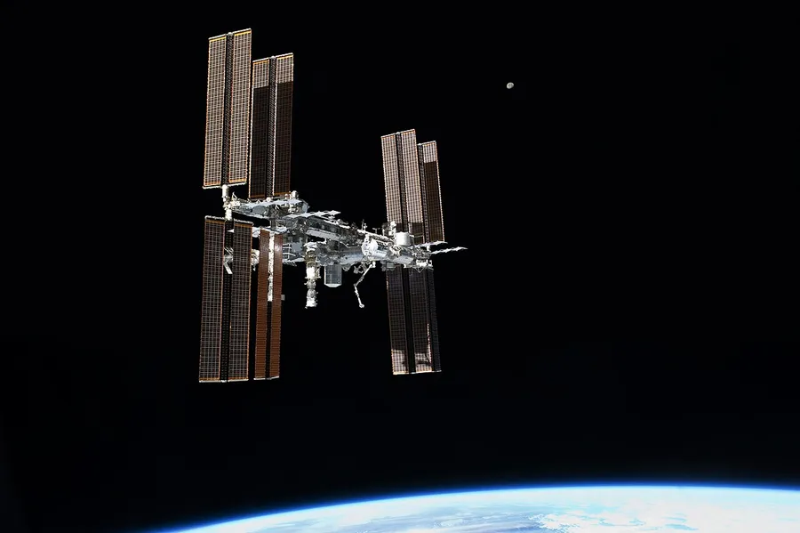 The International Space Station floating in orbit above Earth